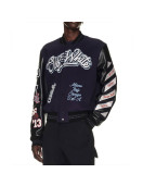 Off-White Chicago Bulls Full-Snap Wool and Leather Varsity Jacket