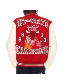 Off-White Chicago Bulls Full-Snap Wool and Leather Varsity Jacket