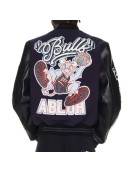 Off-White Chicago Bulls Full-Snap Wool and Leather Varsity Jacket