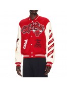 Off-White Chicago Bulls Full-Snap Wool and Leather Varsity Jacket