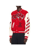 Off-White Chicago Bulls Full-Snap Wool and Leather Varsity Jacket