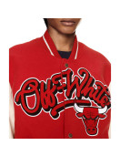 Off-White Chicago Bulls Full-Snap Wool and Leather Varsity Jacket