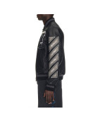 Off-White Full Black Leather Varsity Jacket