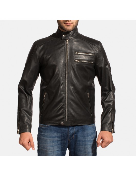 Onyx Black Leather Biker Jacket
