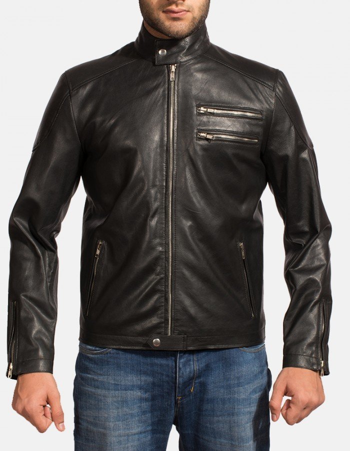 Onyx Black Leather Biker Jacket