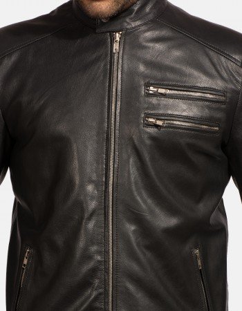 Onyx Black Leather Biker Jacket