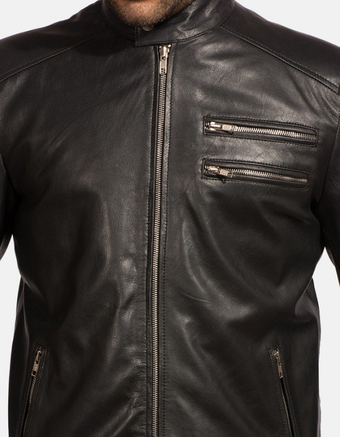 Onyx Black Leather Biker Jacket