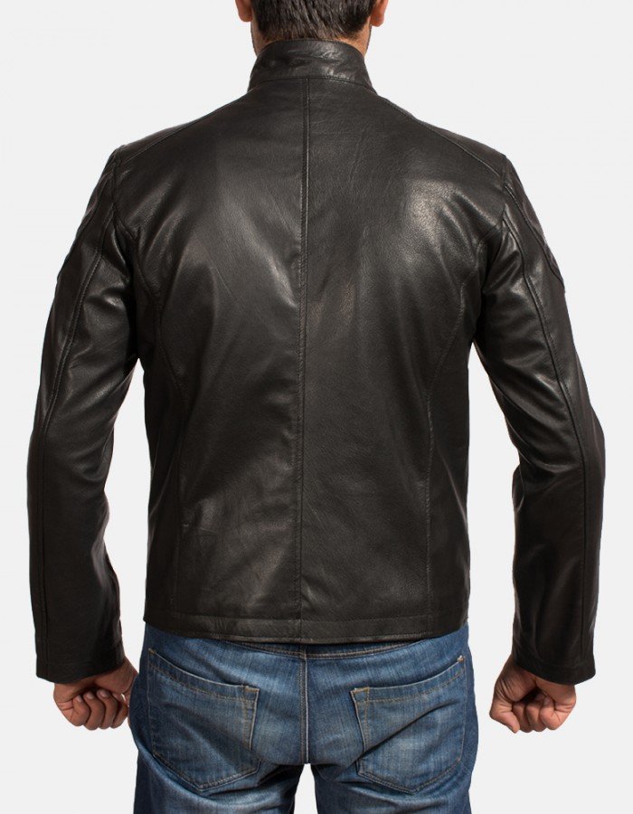 Onyx Black Leather Biker Jacket