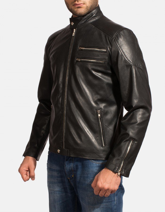 Onyx Black Leather Biker Jacket