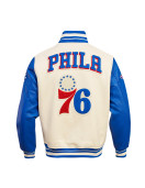 Philadelphia 76ers Retro Classic Off White Wool Varsity Jacket