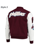 Philadelphia Phillies Letterman Burgundy and White Jacket