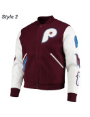 Philadelphia Phillies Letterman Burgundy and White Jacket