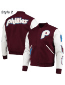 Philadelphia Phillies Letterman Burgundy and White Jacket