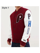 Philadelphia Phillies Letterman Burgundy and White Jacket