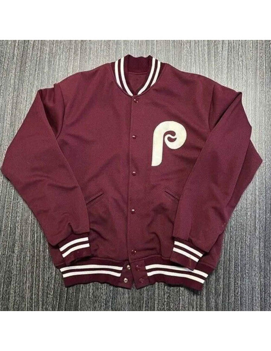 Philadelphia Phillies Maroon Wool Varsity Jacket