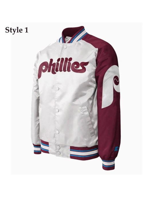 Philadelphia Phillies Purple and White Satin Jacket