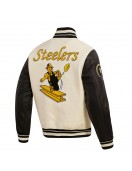 Pittsburgh Steelers Retro Classic Off White Wool Varsity Jacket
