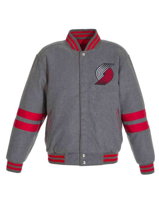 Portland Trail Blazers Gray Varsity Wool Jacket