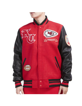 Prep Kansas City Chiefs Red and Black Varsity Jacket