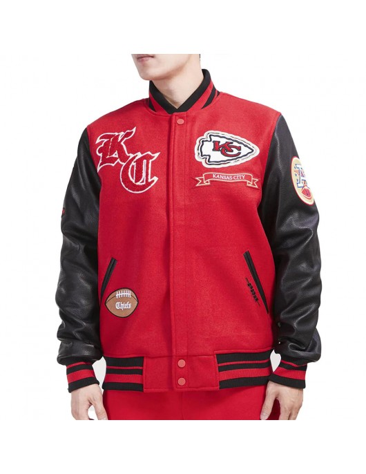 Prep Kansas City Chiefs Red and Black Varsity Jacket
