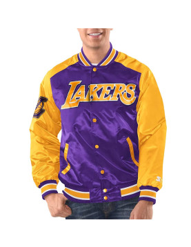 Purple/Gold La Lakers Renegade Varsity Satin Jacket