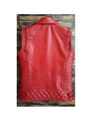 MEN'S RED LEATHER BIKER VEST