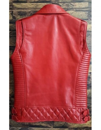 Men's Red Leather Biker Vest