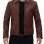 Reeves Brown Shirt Collar Front Zip Men Stylish Pebbled Leather Jacket