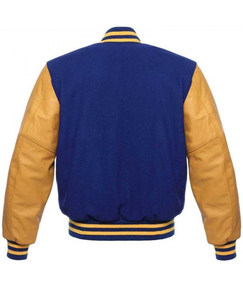 Riverdale KJ Apa R Logo Archie Bomber Varsity Letterman Blue Yellow Wool Jacket 