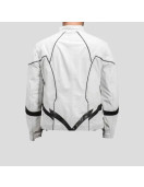 Roboguy White Biker Leather Jacket