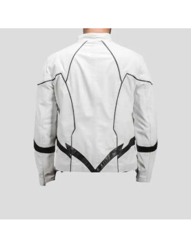 Roboguy White Biker Leather Jacket