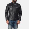 Rustic Black Leather Biker Jacket