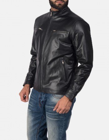 Rustic Black Leather Biker Jacket