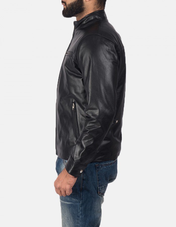 Rustic Black Leather Biker Jacket
