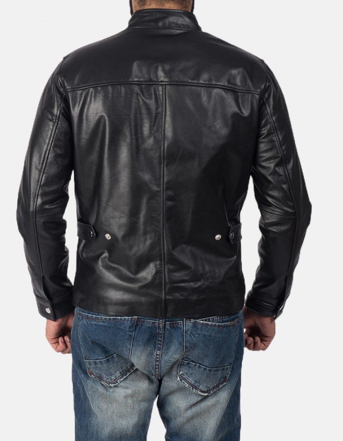 Rustic Black Leather Biker Jacket