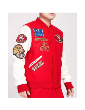 San Francisco 49ers Animal Patches Red Varsity Jacket