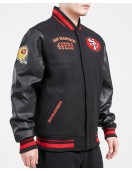 San Francisco 49ers Retro Classic Black Wool Varsity Jacket