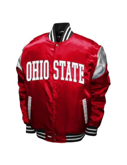 Scarlet Ohio State Buckeyes Power Red Satin Full-Snap Jacket