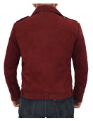 Sean Maroon Suede Biker Jacket Men