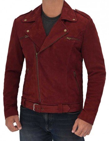 Sean Maroon Suede Biker Jacket Men Sean Maroon Suede Biker Jacket Men