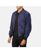 Shane Blue Suede Bomber Jacket