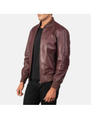 Shane Maroon Leather Bomber Jacket