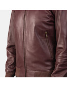 Shane Maroon Leather Bomber Jacket