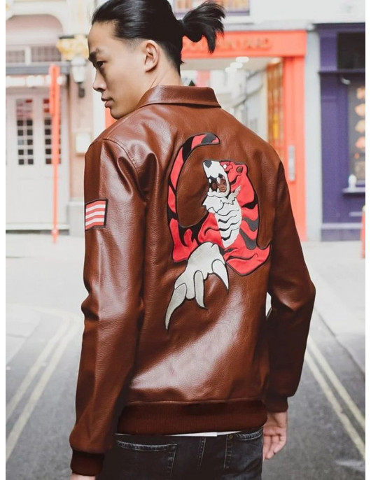 Shenmue Ryo Hazuki Logo Brown Leather Jacket