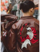 Shenmue Ryo Hazuki Logo Brown Leather Jacket