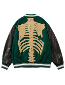 Skeleton Furry Bone Baseball Varsity Jacket