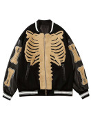 Skeleton Furry Bone Baseball Varsity Jacket