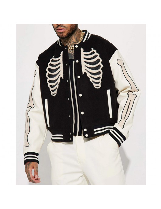 Skeleton Varsity Wool & Leather Jacket