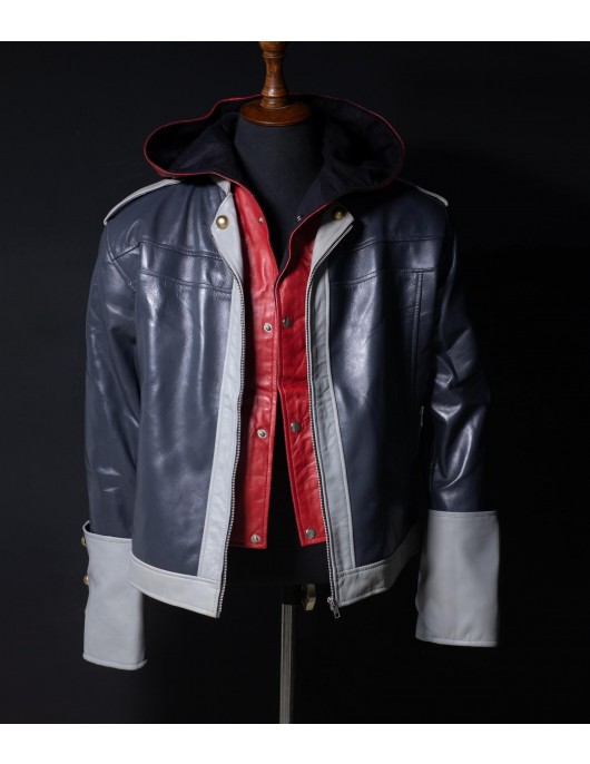 Sora Kingdom Hearts 4 Cosplay Costume Hooded Leather Jacket Sora Kingdom Hearts 4 Cosplay Costume Hooded Leather Jacket