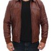 Steven Brown Leather Bomber Jacket Mens